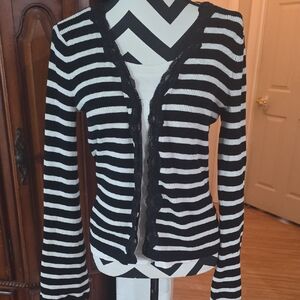 Black and White Striped Women's Sweater